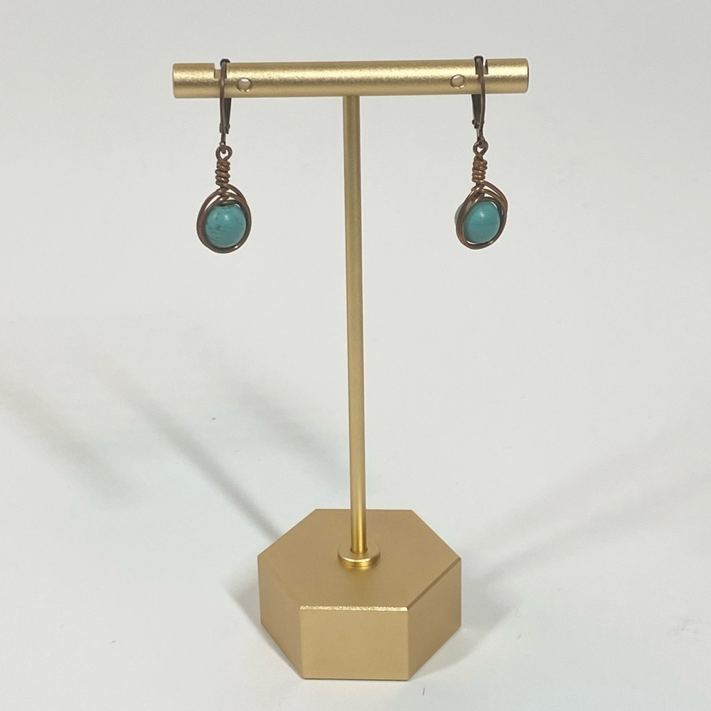 Handmade Turquoise Howlite Dangling Earrings